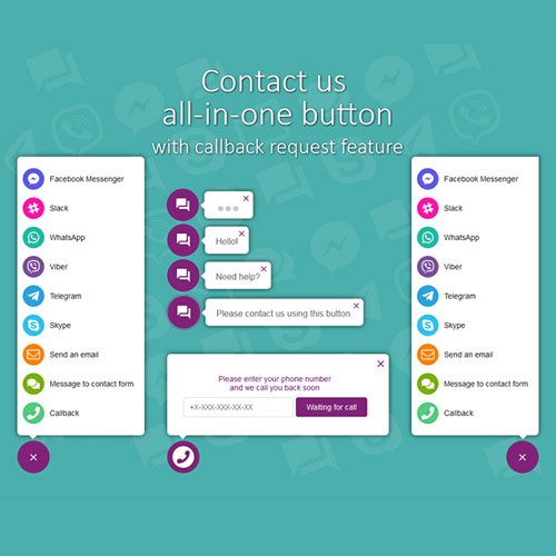 All in One Support Button + Callback Request. WhatsApp, Messenger, Telegram, LiveChat and moreβ¦